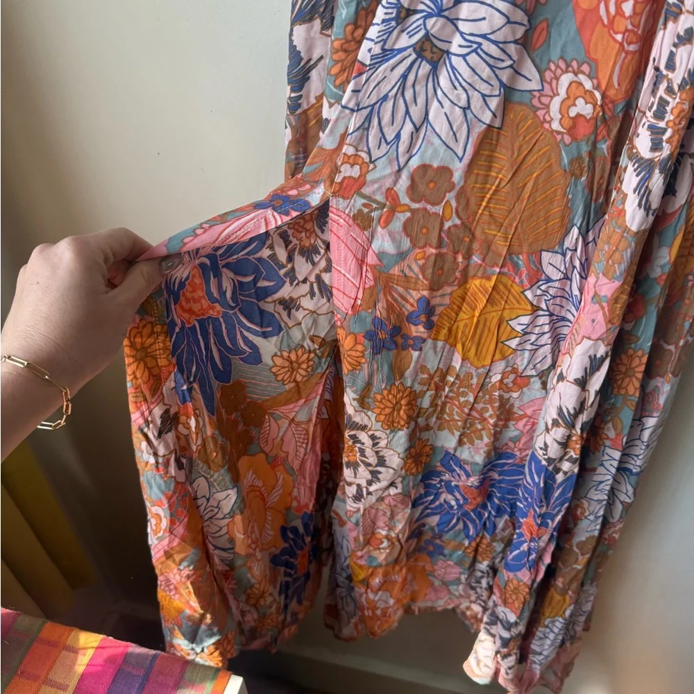 Petal & Pup Newell Orange Colorful Floral Maxi Dress L - Picture 3 of 13